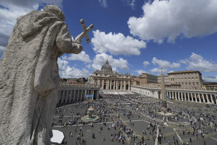 White smoke pours out of the Sistine Chapel chimney, signaling that a new pope has been elected